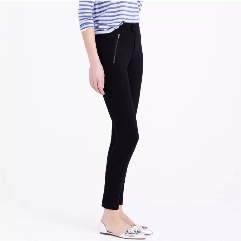 J. Crew Pixie Zipper Snap Front Ponte Knit Pant Black Size 6